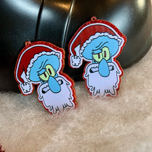 Load image into Gallery viewer, Squidward Santa Earrings
