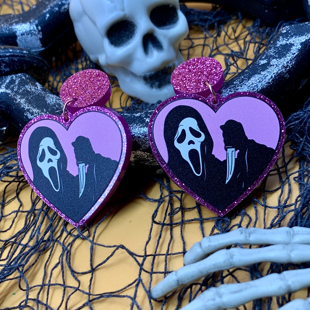 Hearted Pink Ghost Earrings