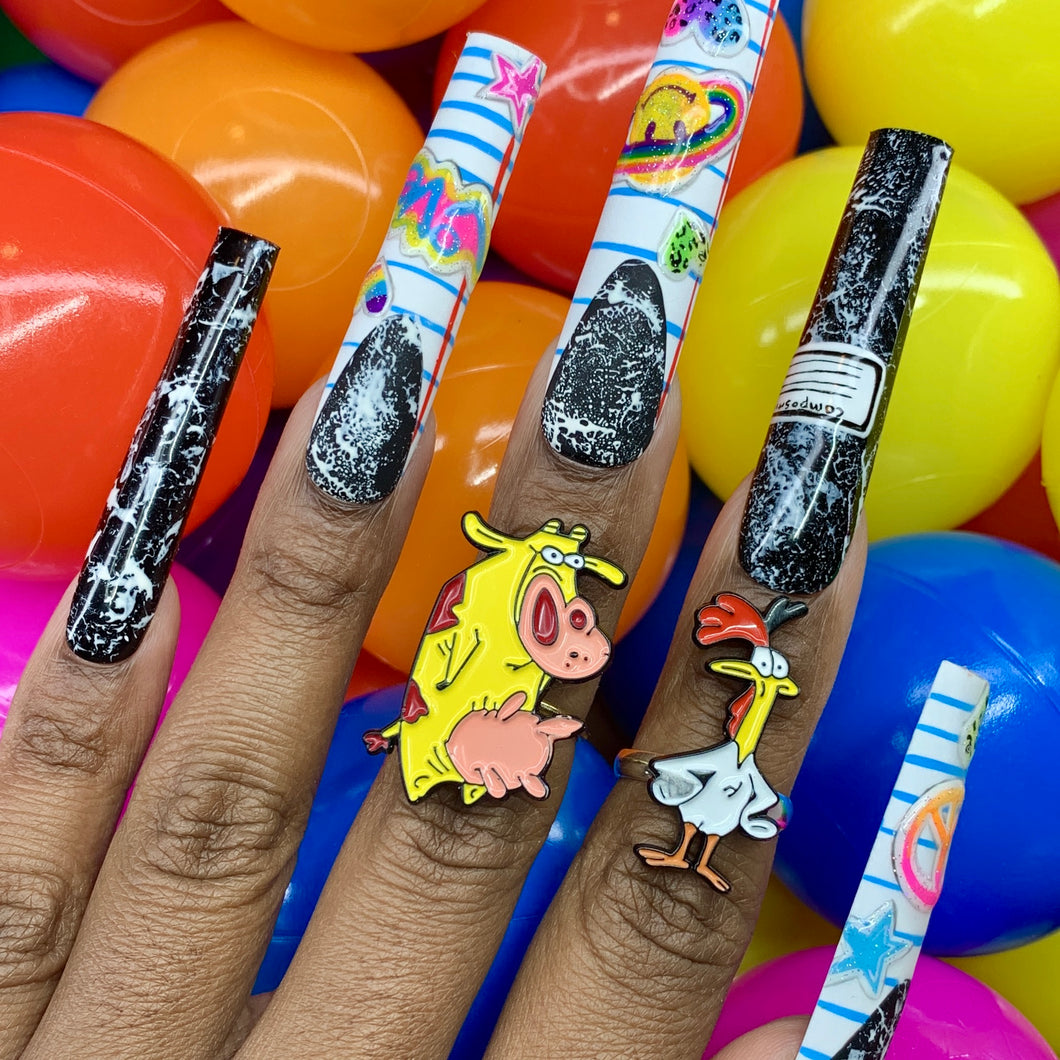 Chick & Cow Ring Set (adjustable)